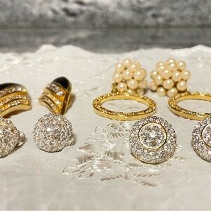 Elegant Gold-toned and Silver-toned Women's Clip Earrings Set.